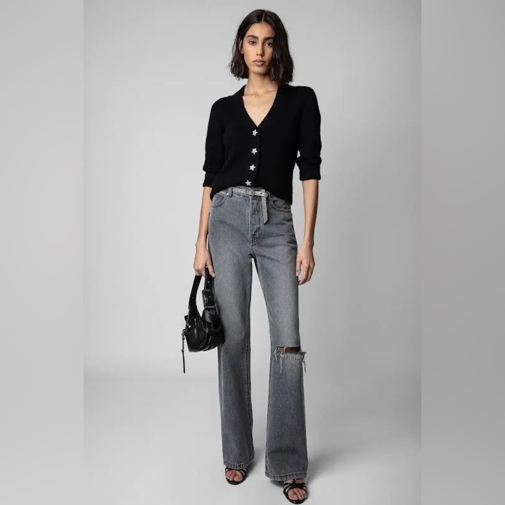 Zadig&Voltaire Womens Black Betsy Cashmere Cardigan with star buttons